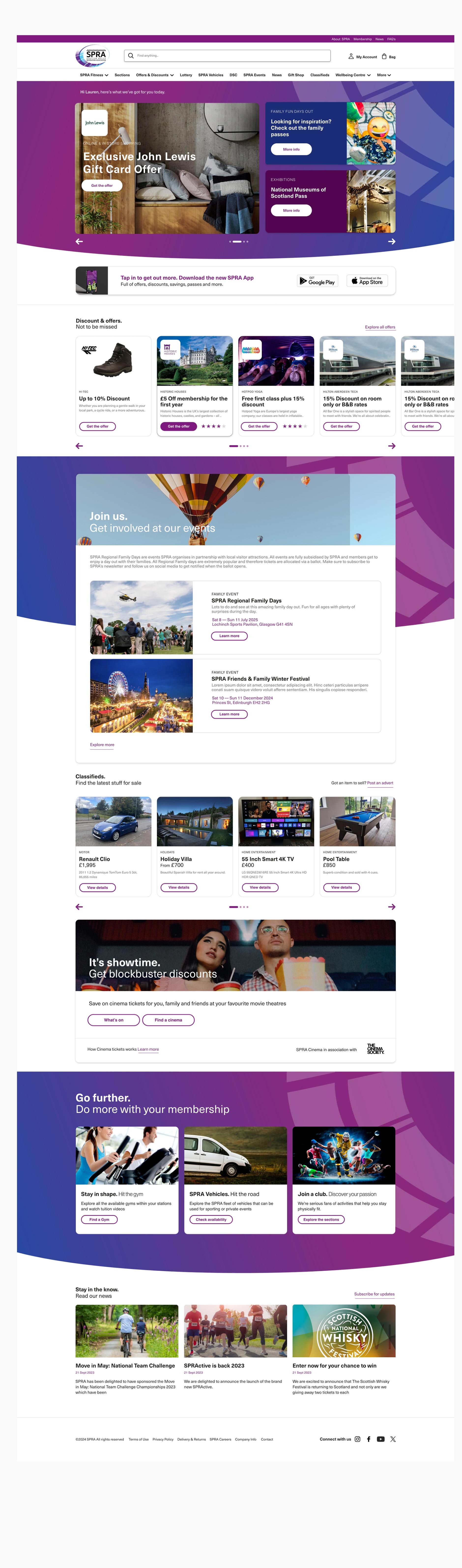 SPRA Signed in home page